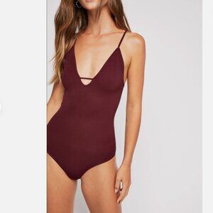 Intimately Free People Move Along Sleeveless Maroon Burgundy Bodysuit NWOT